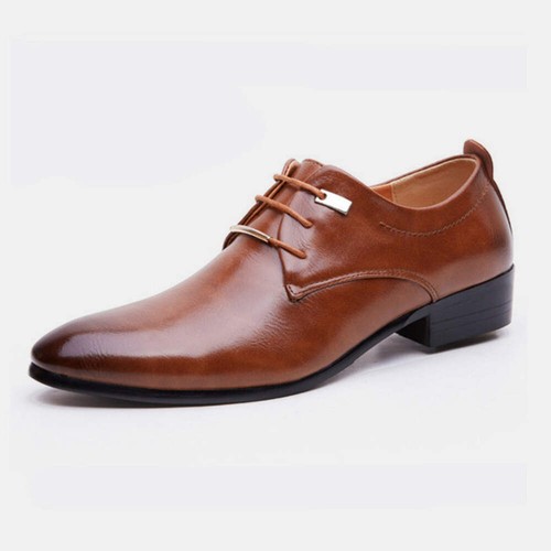 Herren Lederschuhe Retro England spitz zulaufend elegante Schuhe vorne zum Binden eckiger Absatz - Bild 18 von 27