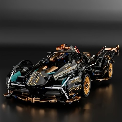 V12 Limited Edition Supercar Model Building Block Set Black Gold Toy 1330pcs - Picture 5 of 7