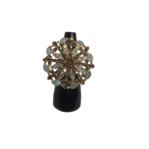 Indian Bridal Bollywood CZ Latest Gold Tone Free Size Adjustable Kundan Ring - Picture 9 of 10