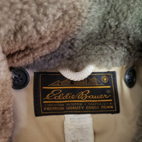 Vintage Eddie Bauer Jacket Mens Large Green Goose Down Puffer Hooded Hunting - Picture 10 of 23