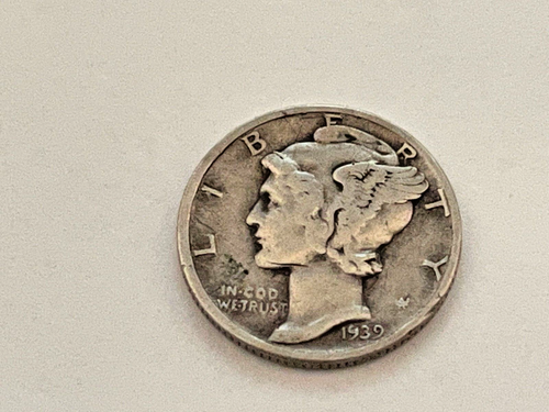 1939-P  Mercury Silver Dime, FINE - Picture 1 of 2
