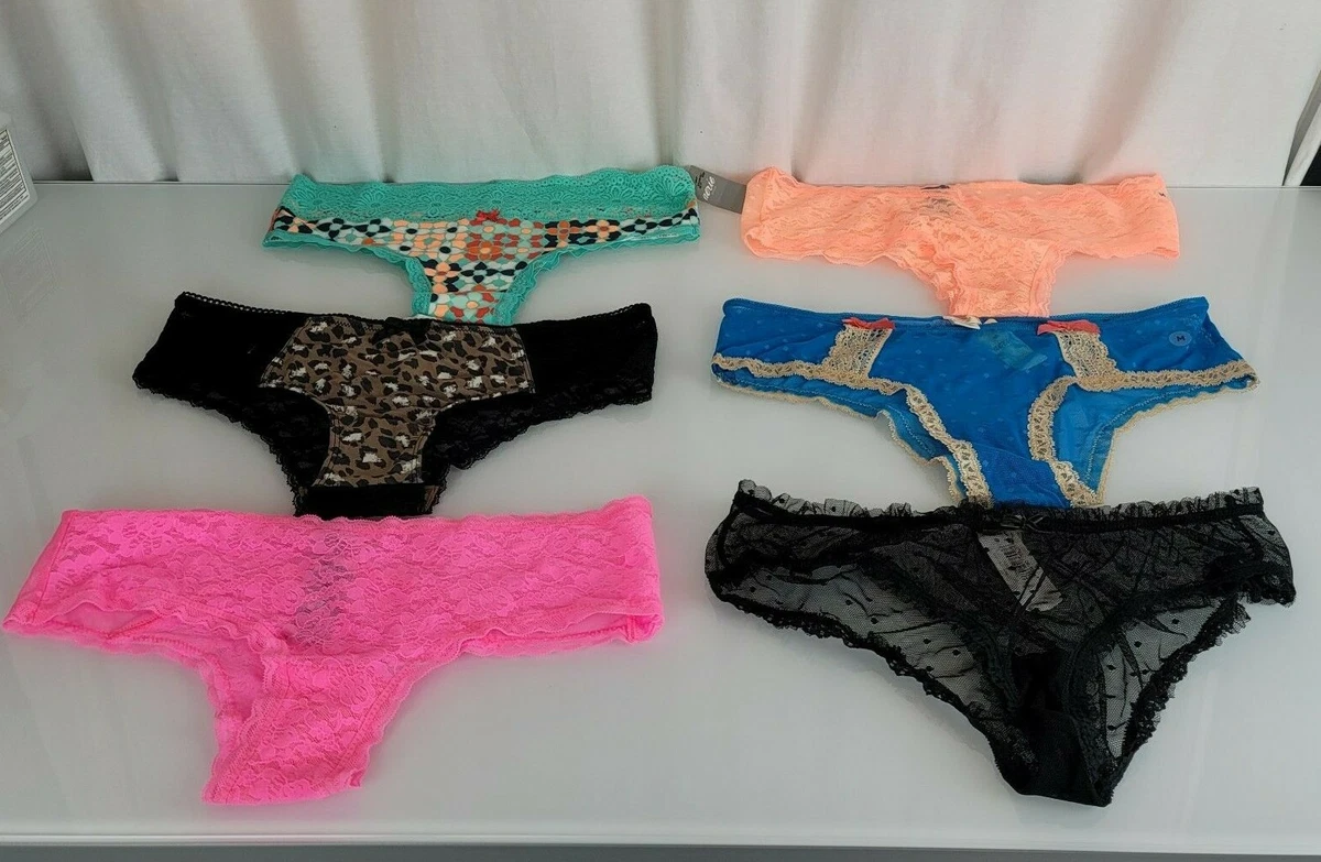 Vintage 2013 AERIE Women Ladies Lace Panties Tanga Cheeky Set Lot 6 PAIR  NEW M