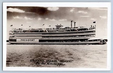 Streckfus Steamer President On The Mississippi Real Photo Postcard RPPC 1930s-50