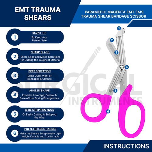 75 Pc EMT Shears 5.50" Rescue Paramedic Bandage EMS Nurses Scissors German Grade - Picture 60 of 67