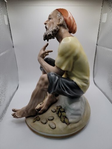Vintage Dresden Deutschland Porzellan Fischer Skulptur. Beschädigt. 9 3/4 Zoll. - Bild 6 von 19