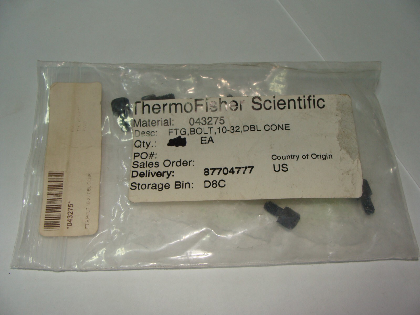 Thermo Scientific (E) Bolt, PEEK, Double Cone Ferrule Fitting (10/32) P