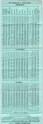Fahrplan Öffentlicher Dienst Bus Philadelphia PA nach Millville NJ 1. Oktober 1953 - Bild 4 von 4