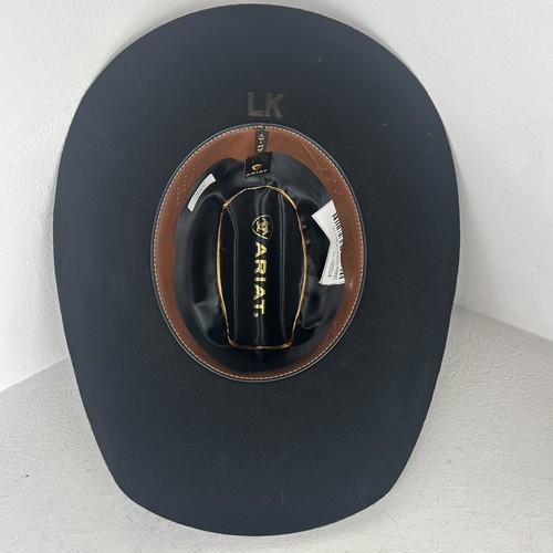 ARIAT Hombre 'Doble S' 2X Lana Premium 7-1/2 Fieltro Negro Sombrero Vaquero Western - Imagen 2 de 14