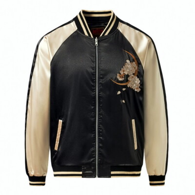 Men Sukajan Souvenir Jacket Japanese Pattern Embroidery Dragon