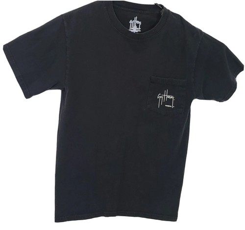 Guy Harvey Mens T-Shirt Size Small Black Short Sleeve Shark Spellout Pocket - Picture 3 of 5