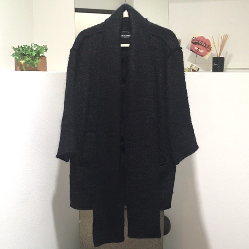 UNUSED DOLCE&GABBANA Long Coat with Muffler Outer Black F0O07T - Picture 1 of 5