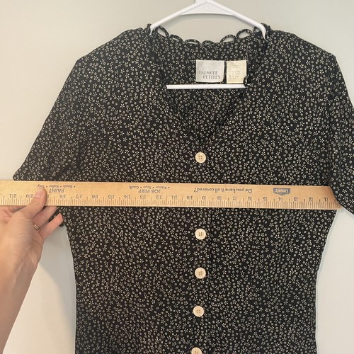 Vtg Halmode Petites Midi Dress Sz M? Ditsy Floral Button Front Cottagecore READ - Picture 4 of 13