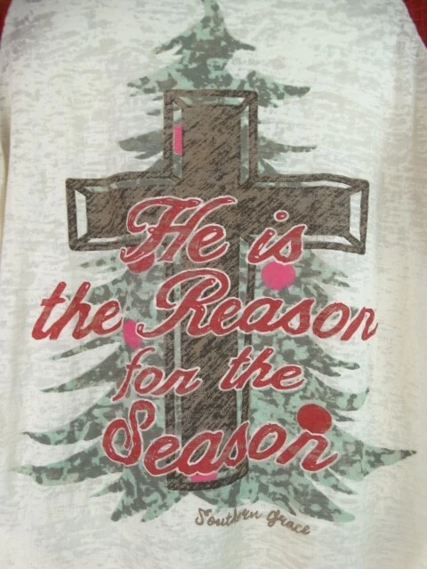 Camisa de Navidad Southern Grace Top Mujer Pequeña He is the Reason for the Season Foto 3 de 4