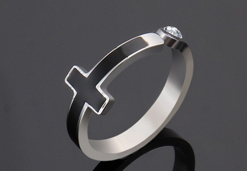 Girl / Women Titanium Stainless Steel Black Cross Open Toe Ring / Joint Ring 5 - Picture 6 of 15