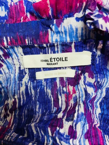 Isabel Marant Etoile Womens Floral Printed Smocked Lanikaye Blue Dress L 36 - Picture 10 of 11