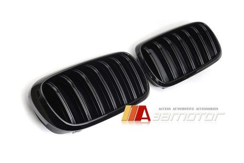 Gloss Black Front Kidney Grilles Set fits BMW F15 X5 X5M F16 X6 X6M Night Vision - Picture 3 of 3