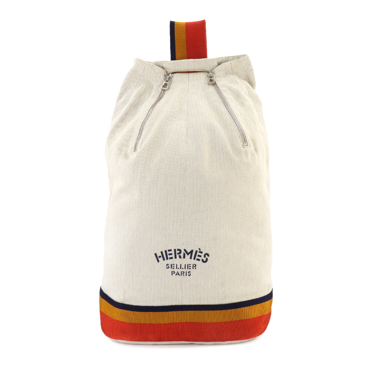 HERMES Cavalier Shoulder Bag Cotton Canvas Beige Orange Yellow 90241404 eBay