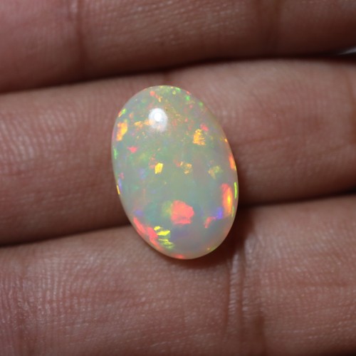 8.3 Cts 17.9x12.3 MM Natural AAA Red Green Fire Ethiopian Opal Oval Cabochon - Picture 8 of 10