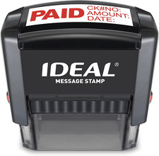 Self Inking Stamp – English Text Paid with Fill-In Fields Check No, Amount, Date