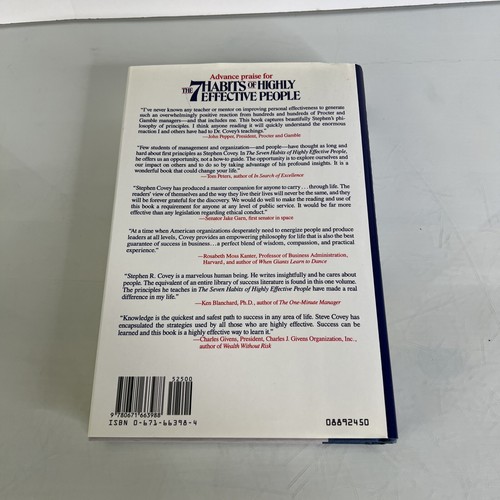 Seven Habits of Highly Effective People by Stephen R. Covey (1989, Hardcover) - Picture 4 of 4