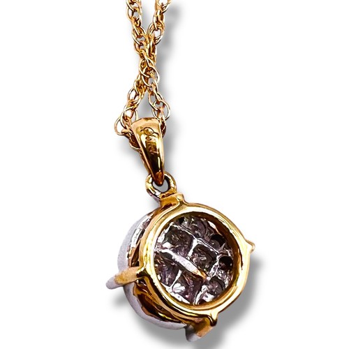 14k Gold Diamond Cluster Pendant Necklace Natural Diamonds 14K Yellow Gold - Picture 8 of 15