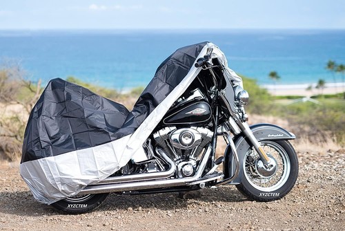 All Season Black Waterproof Sun Motorcycle Cover,Fits up to 97" Motors - Picture 4 of 5
