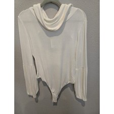 BB Dakota Women's Ivory Cowl Neck Long Sleeve Bodysuit Size L