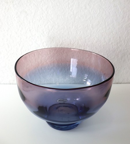 Blenko Glass John Nickerson Consorzio Amethyst/Cobalt Large Serving Bowl 5103-JN - Picture 3 of 8