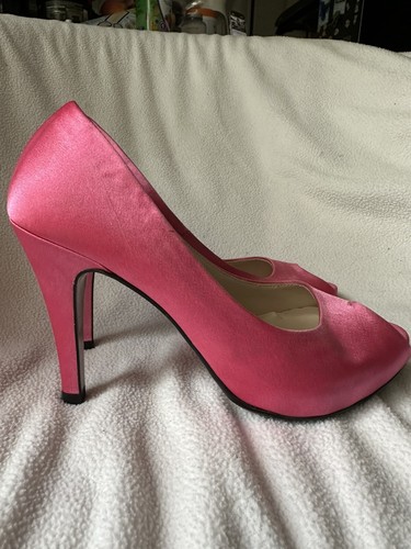 Christian Louboutin HYPER PRIVE Hot Pink Satin Heels Size 4 - 第 6/6 張圖片