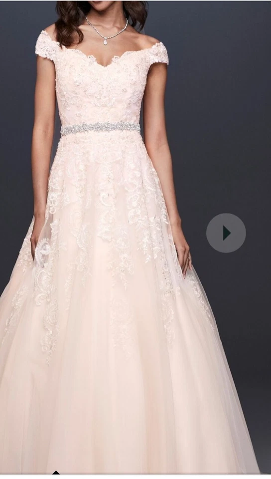 Vestido de novia David's marfil/rosa talla 12 WG 3940 precio de venta sugerido por el fabricante $949 usado en excelente estado  Foto 2 de 4