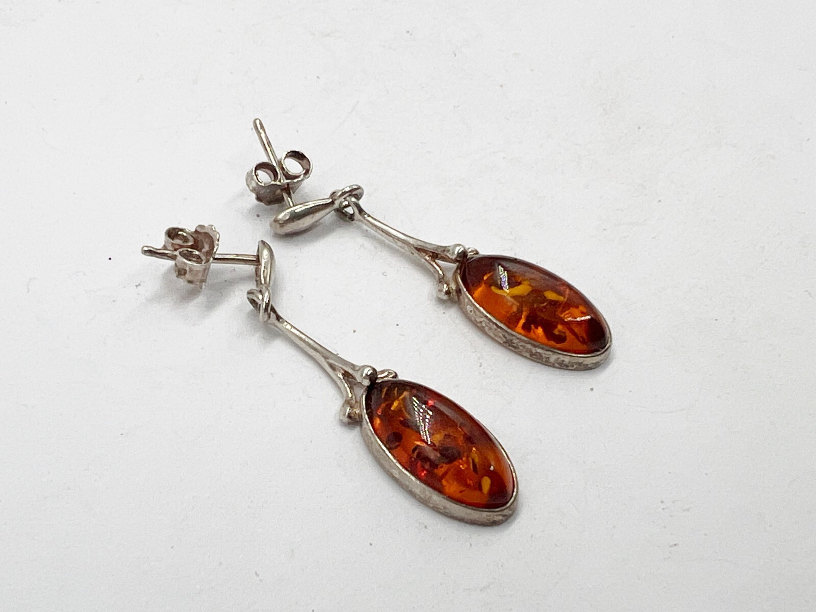 VINTAGE SOLID STERLING SILVER AMBER SOLITAIRE PEN… - image 2