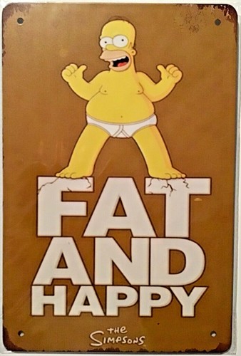 TIN SIGN 8x12 Homer Simpson fat happy funny underwear cartoon humor man cave A32 - Picture 1 of 7