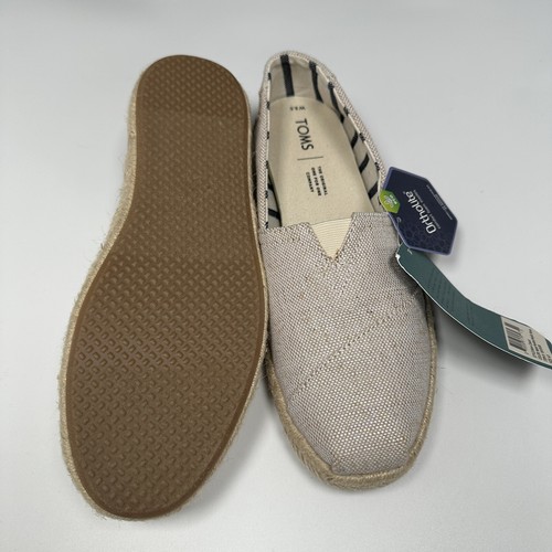 Toms Burlap With Blue Accents & Toggle Size 8.5 Cushioned Footbed For Comfort - Picture 6 of 11