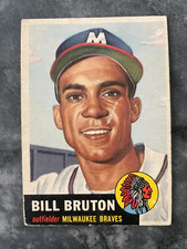 1953 Topps Baseball Card Bill Bruton #214  Milwaukee Braves