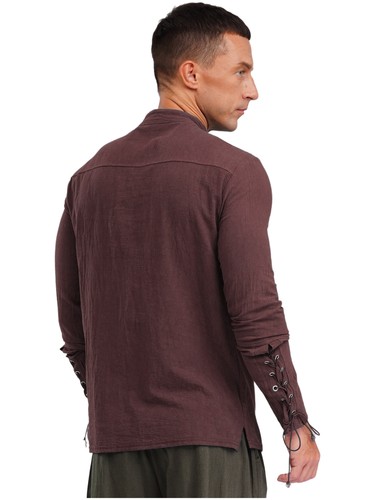 Mens Lace-up Vintage Renaissance Pirate Shirt Victoria Medieval Tops Shirts - Bild 6 von 59