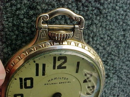 Vintg 21J HAMILTON 992B Bar Over RAILWAY SPECIAL 16S Yellow GF Pocket Watch 1947 - Picture 11 of 11