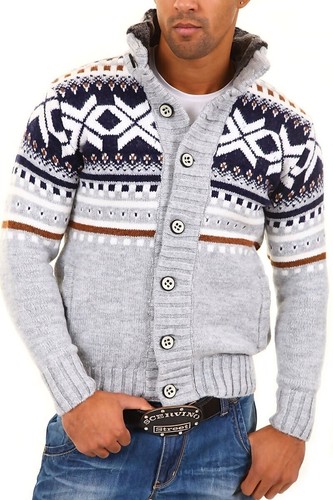 Herren Strick-Jacke Pullover im Norweger Look 40-0711 - Bild 3 von 5