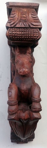 Wall Hanging Wooden Bracket Horse Sculpted Corbel Pair Statue Vintage Home Decor - Picture 5 of 8