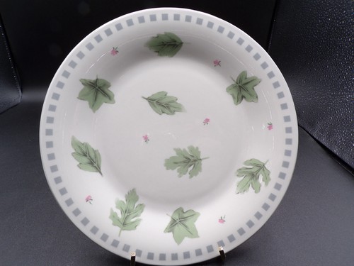 2 Damon Wood WSP Stoneware Luncheon Plates 7-3/4" Green Gray On Off-White K24 - Picture 7 of 8