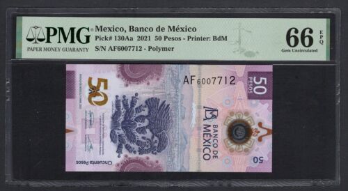 Mexico 50 Pesos 2021 P130Aa Uncirculated Grade 66