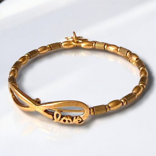 Alex and Ani Love Wrap Bracelet Gold Tone Infinity Knot Symbolic Vintage Y2K - Picture 3 of 8