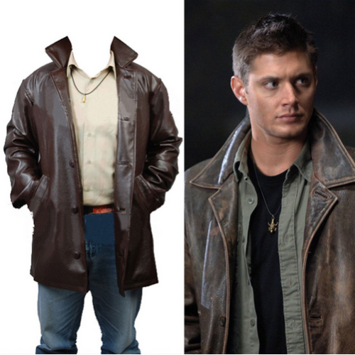 Nadnaturalny kostium cosplayowy Dean Winchester Pleather Kurtka Płaszcz - Zdjęcie 1 z 7