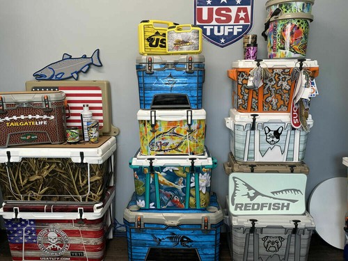 Vinyl Cooler Wrap fits RTIC 20qt | Decal Skin LID - USA Blue Line Flag - Picture 6 of 7