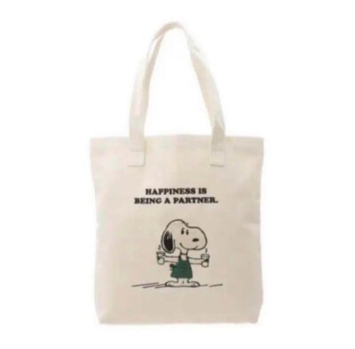 【可愛い♪】STARBUCKS x Peanuts スヌーピー★ トートバッグ PEANUTS x Starbucks Collab Snoopy Canvas Tote Bag PEANUTS