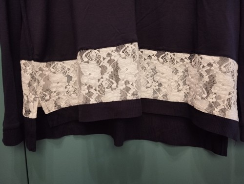 French Connection Long Sleeve Lace detail Navy blue top/ Size 18 - Picture 11 of 12