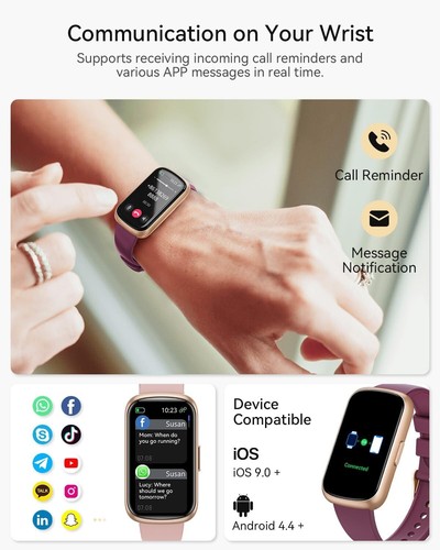 Stylish Fitness Tracker for Women/Men - Heart Rate & Sleep Monitor, 1.47" HD - Photo 8 sur 10