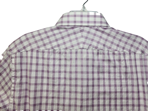 Camisa de vestir Charles Tyrwhitt manga larga púrpura blanco cuadros para hombre talla 16 33 - Imagen 12 de 12