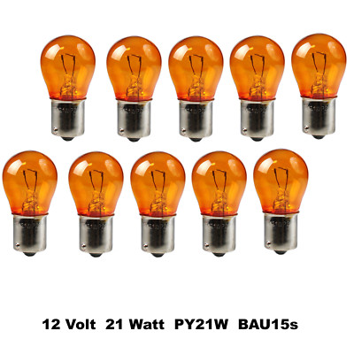 10x 12V 21W PY21W BAU15s orange amber Glühlampe Glühbirne Kugellampe   M36w