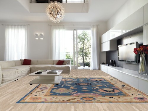 Vegetable Dye Turkish Authentic Oushak Rug Hand-Knotted Large Rugs 12x16 ft Blue - Picture 2 of 19