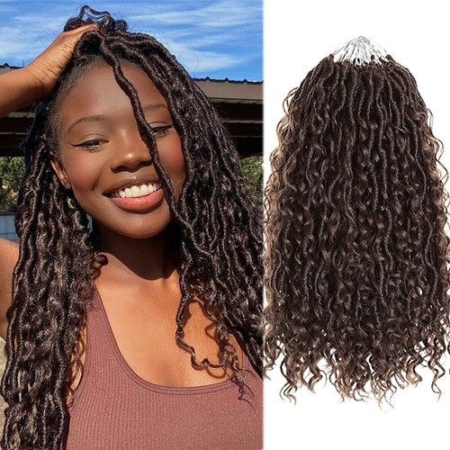 Synthetische Häkel Zöpfe Haar Twist Flechten Haarverlängerung Ombre Braun Lockig - Bild 23 von 23
